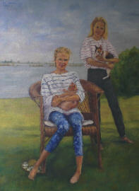 Mirte & Linnet, olieverf 45x60cm