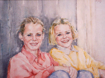 Cathinca & Titia, aquarel 60x40cm