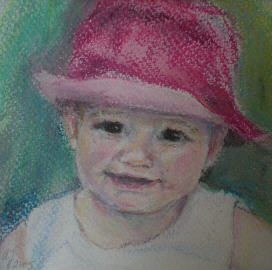 Valentina, aquarel en pastel 12x12cm